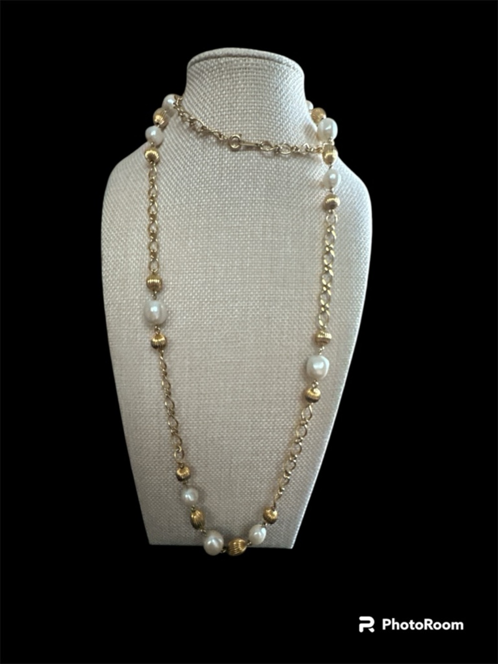 Avon Gold-Tone Chain Necklace with White Pearls